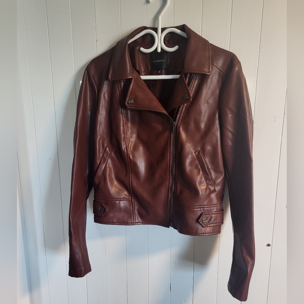 Vegan leather jacket.